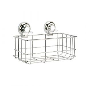 Gedy | Hot Porte-douche rectangulaire en fil chrom&eacute; et fixation par ventouse, dimensions 17 x 26,2 x 15,7 cm et poids 0,475 kg