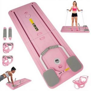 Planche Pilates Abdominale Pliable &iquest; Appareil De Fitness Avec Bandes De R&eacute;sistance Pour Home Gym - Rose - Color:Clear