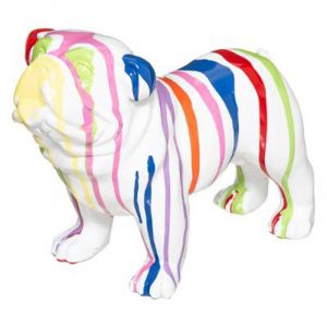 Chien plastique peint 25 x 13 x 19 cm Blanc