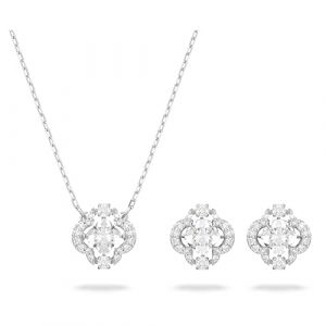 Swarovski Parure Sparkling Dance, Trèfle à quatre feuilles, Blanc, Métal rhodié Blanc