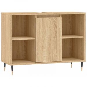 VidaXL Armoire de Salle de Bain, Placard avec Compartiment et 4 Étagères, Meuble de Rangement avec Pieds Toilette, Moderne, Chêne Sonoma Bois d'Ingénierie