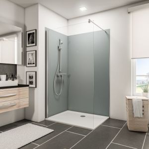 Image de Schulte-ufer Lot de 2 panneaux muraux 90 x 120 x 210 cm, revêtement pour douche et salle de bains, DécoDesign COULEUR, gris-argenté