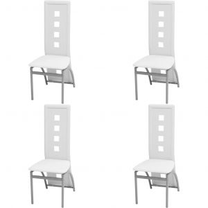 VidaXL Chaises de salle &agrave; manger 4 pcs Cuir artificiel Blanc
