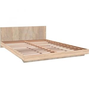 Lit Loft 160x200 + 1 Sommier + Tête De Lit / Chêne Blanchi/ 202x164x75cm
