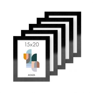 Cadres photo - Lot de 5 - pour Photos de 15x20cm - Bois MDF - Noir