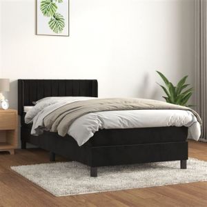 VidaXL Boxspring met matras fluweel zwart 90x200 cm3131059