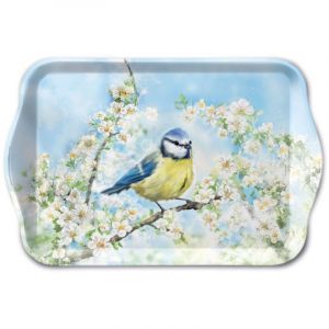 Ambiente Mini plateau rectangulaire en m&eacute;lamine m&eacute;sange et fleurs