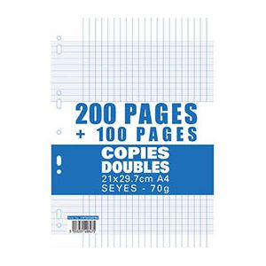 1er Prix Pages copies doubles - 70 g - A4 - grands carreaux - 200 + 100 gratuites