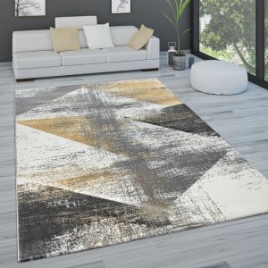 Paco Home Tapis De Salon Tapis De Salon Poils Ras Pastel Tapis Vintage Divers Styles, Dimension:160x230 cm, Couleur:Jaune