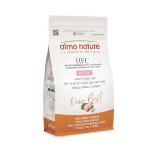 Almo Nature Nature HFC Our Best Kitten - Croquettes pour Chaton - Poulet Frais - Qualité HFC, sans Gluten, Monoprotéiné - pour Une Croissance Équilibrée - Nourriture Sèche Complète - 1,2kg