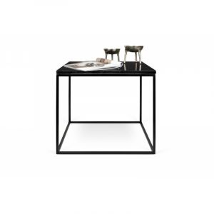 Image de TemaHome Table d'appoint marbre noir pieds noir L50cm GLEAM