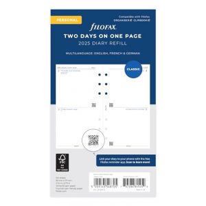 Filofax Personnel Deux jours par page 3 langue 2025