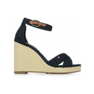 Tommy Hilfiger Sandales En Toile À Talon Haut Compensé Flag High Wedge Espad Crisscross/Space Blue - 36