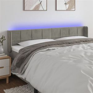 VidaXL Hoofdbord LED 203x16x78/88 cm fluweel lichtgrijs3123302