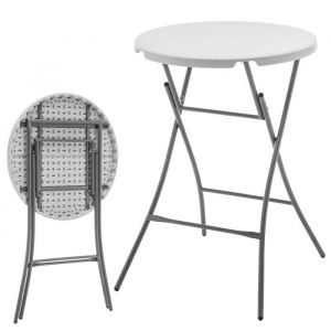 Floordirekt - Table pliante Nagano Table de jardin ronde blanche pliante 80 cm de diamètre