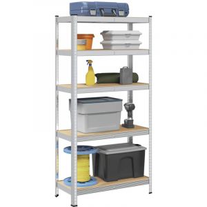 VidaXL Tagère de rangement 5 niveaux Argenté Acier et bois ingénierie