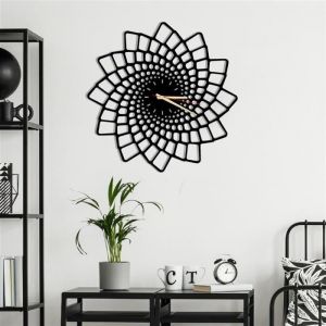 Cuba Horloge Murale en Métal Horloge Vintage noire et ronde en métal 50cm