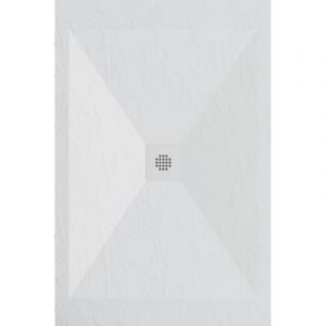 Stano Receveur de douche 90x160 cm extra plat dexa en r&eacute;sine surface ardois&eacute;e blanc Grille blanche