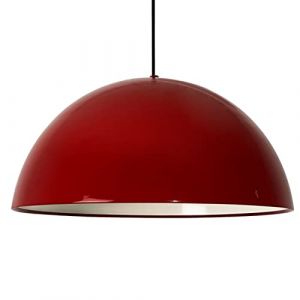 Linate Suspension Industrielle en Métal Rouge Peint à la Main – Lustre Vintage E27 Ø40 cm pour Salon, Chambre ou Salle à Manger