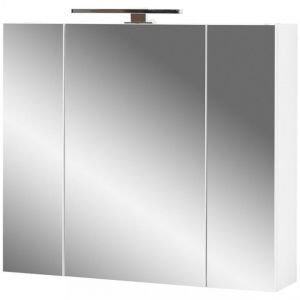 Image de Pegane Armoire miroir coloris Blanc avec 3 portes - 76 x 71 x 18 cm -