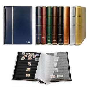 Prophila Leuchtturm album pour timbres 60 pages intérieur noir (couv. Bleu)
