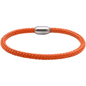 Bracelet Corde Tress&eacute; Orange Et Acier