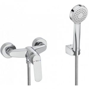 Roca Mitigeur Douche Ext&eacute;rieure Alfa Avec Douchette Flexible 1,50m Et Support Fixe Chrom&eacute;