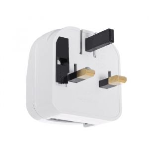TECHBREY Adaptateur Prise Type E Tête Large avec Câble Droit à Prise Type G (UK) 53x53x41 mm Blanc