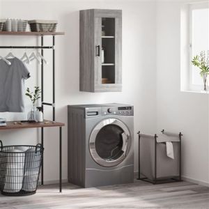 VidaXL Armoire Murale, Placard Suspendu avec Rangement, Meuble Flottant de Salon Bureau Chambre, Moderne, Sonoma Gris Bois d'Ingénierie