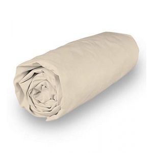 Soleil d'Ocre Drap housse en coton 180x200 cm PERCALE ecru, par Ecru
