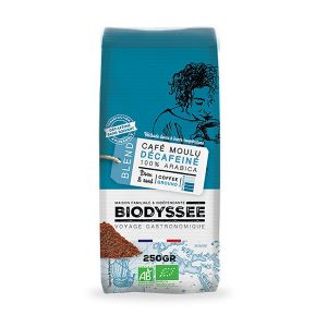 Café moulu 100% arabica doux décaféiné 250g bio