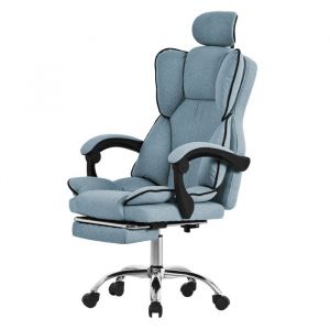 Image de Ml-design - Chaise de Bureau Ergonomique, Bleu, Réglable en Hauteur avec Dossier Haut, Chaise Pivotante avec Repose-Pieds, Coussin et Appuie-Tête,
