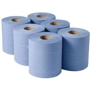 DSTOCK60 - Lot de 6 rouleaux à dévidage central - Bleu - 400 formats - Idéal pour une utilisation dans la restauration - Double