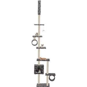 VidaXL Arbre à chat avec griffoirs en sisal 260 cm Gris Motif pattes