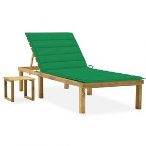 VidaXL Ensemble d'extérieur en bois de pin et coussin avec finition verte