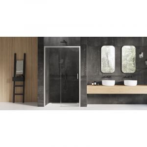 Porte de douche coulissante chrom&eacute; gauche 2 volets IBIZA CHROME,Largeur: 120 cm