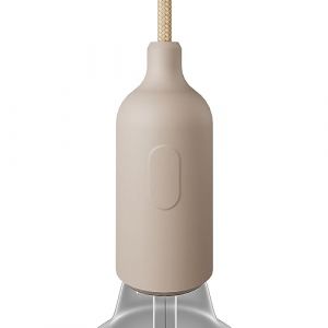 Creative cables - Kit Douille E27 en Silicone avec Interrupteur et Serre-câble dissimulés - Desert Brown