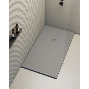 Receveur de douche Poalgi, extraplat, gris Concret, L.70 x l.100 cm, finition sable, s&eacute;rie Hos's