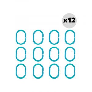 Spirella Lot de 12 anneaux pour rideaux de douche c-minor Bleu Clair