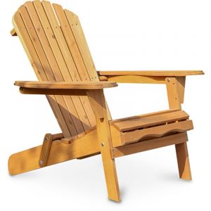 Privatefloor Chaise d'extérieur en bois avec accoudoirs - Chaise de jardin Adirondack - Adirondack Bois naturel
