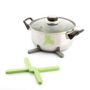 Innova Goods 2 Dessous de plat Individuels Pliables en Silicone Folvet vert gris - 20x20 cm
