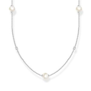 Image de Thomas Sabo Chaîne Perles Avec Pierres Blanches Argent