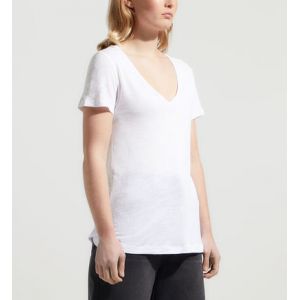 Tommy Hilfiger T-shirt droit col V lin mélangé Blanc - Couleur Blanc - Taille L