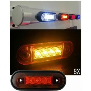 Lot de 8 Feux de Gabarit 4 LED Orange Montage Incurvé pour Camper Camping-car