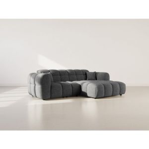 Mini ray - canap&eacute; d'angle droit 4 places en tissu textur&eacute; - gris anthracite