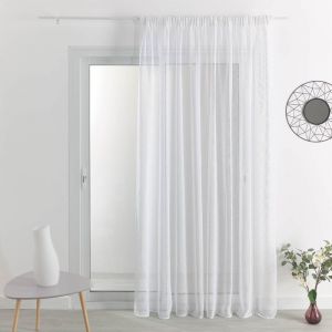 Homemaison QABANE - Voilage Galon Fronceur Tomb&eacute; Fluide - Polyester - Voilages Tamisants - Pr&ecirc;t &agrave; Poser - Chambre, Salon, Cuisine - Bas Plomb&eacute;, Transparent - 240 x 240 cm - Blanc
