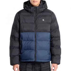 Calvin Klein Veste &agrave; capuche Jeans Nylon Color Blo Puffer noir bleu - S