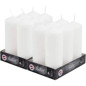 Hofer Pilier, lot de 12 bougies blanches - 60 x 165 mm - Bougies cylindriques d&eacute;coratives - Longue dur&eacute;e de combustion de 54 heures.