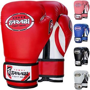 Gant de boxe - Farabi Sports - Enfant - Rouge - 8 OZ - Similicuir