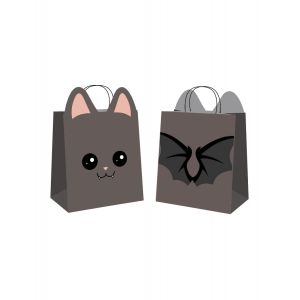 Party Pro 4 Sacs en papier chauve-souris noires 19 x 22 cm - Couleur Noir - Taille Taille Unique